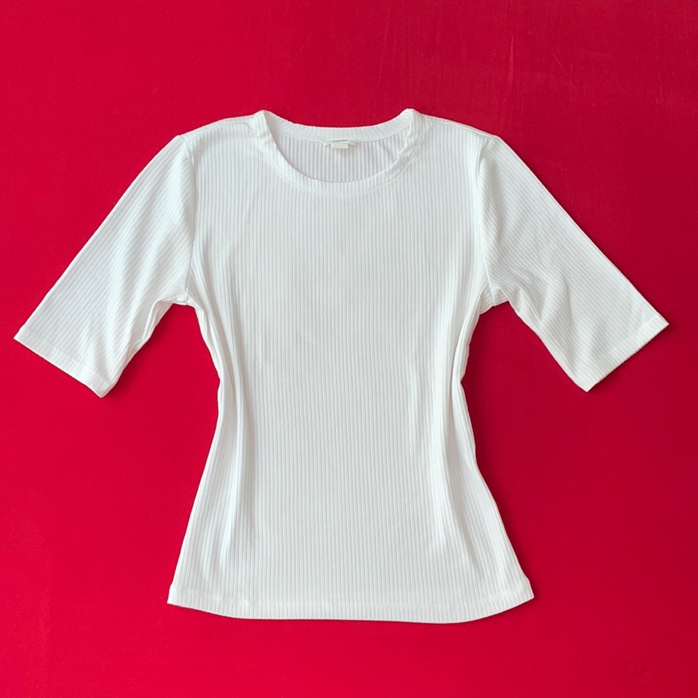 Garage White Ribbed T-Shirt Size Small
